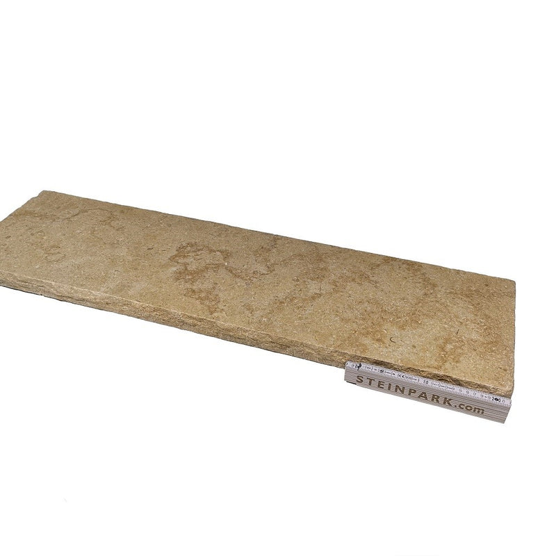 Kalkstein Abdeckplatte Catrina 100x28x4 cm creme-beige – Hochwertige Natursteinplatte mit Wassernase für Mauern und Abdeckungen